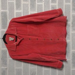 L.L. Bean 100% Cotton Women's Pink Button Down Corduroy Shacket Medium Petite